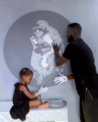 هنرنمایی زیبای پدر و دختر - نقاشی با دست