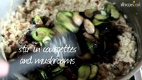 قارچ , برنج , بیکن و خیار 