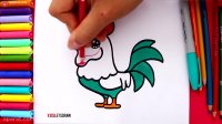 اموزش نقاشی به کودکان - خروس برای سرگرمی