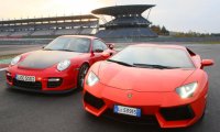 مسابقه دراگ بین Porsche GT2 RS و Lamborghini Aventador S