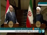 برهم صالح، رئیس‌جمهور عراق در نشست خبری مشترک با روحانی